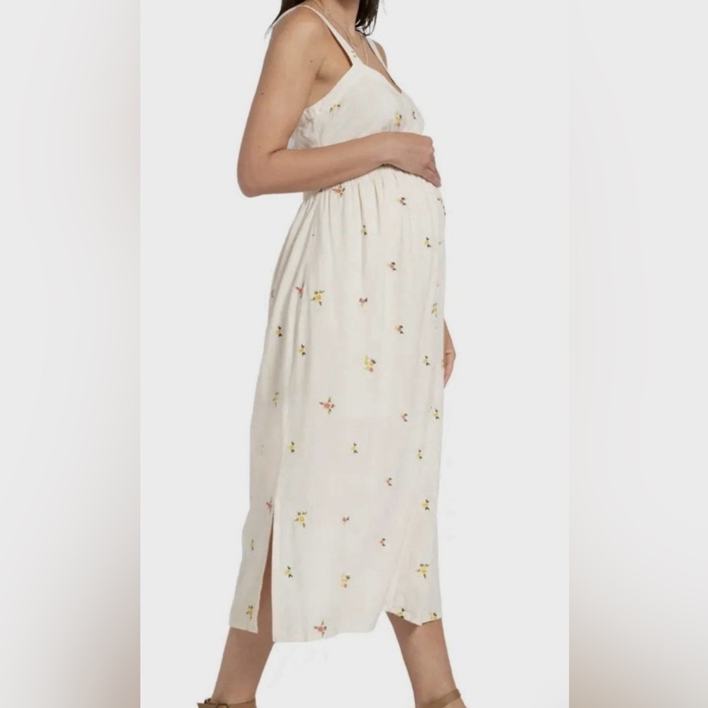 Seraphine cannon embroidered button down midi maternity dress - Picture 3 of 6